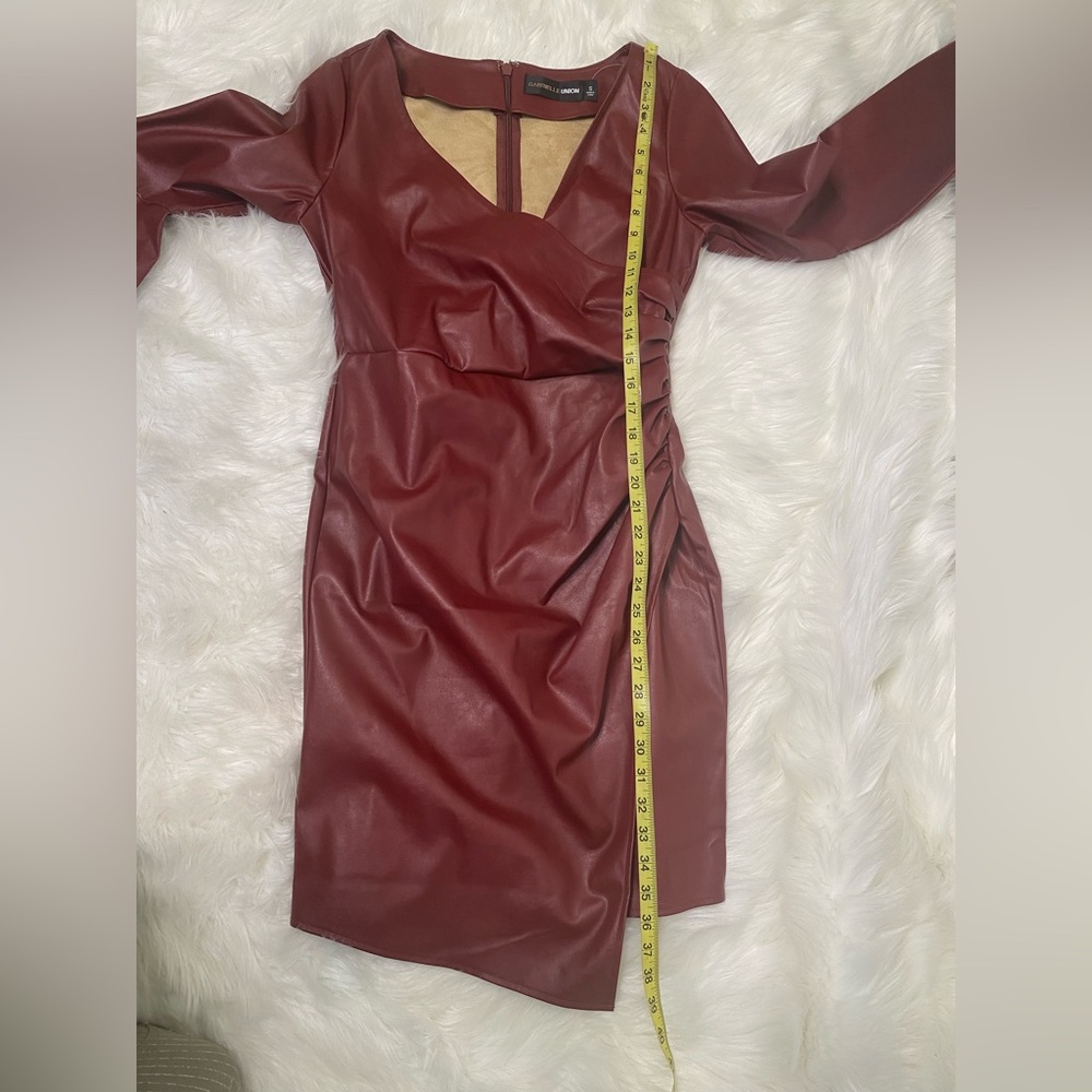 #248 NY&Co Gabrielle Union Leatherette Ruched Dress size S NWT - Picture 8 of 13